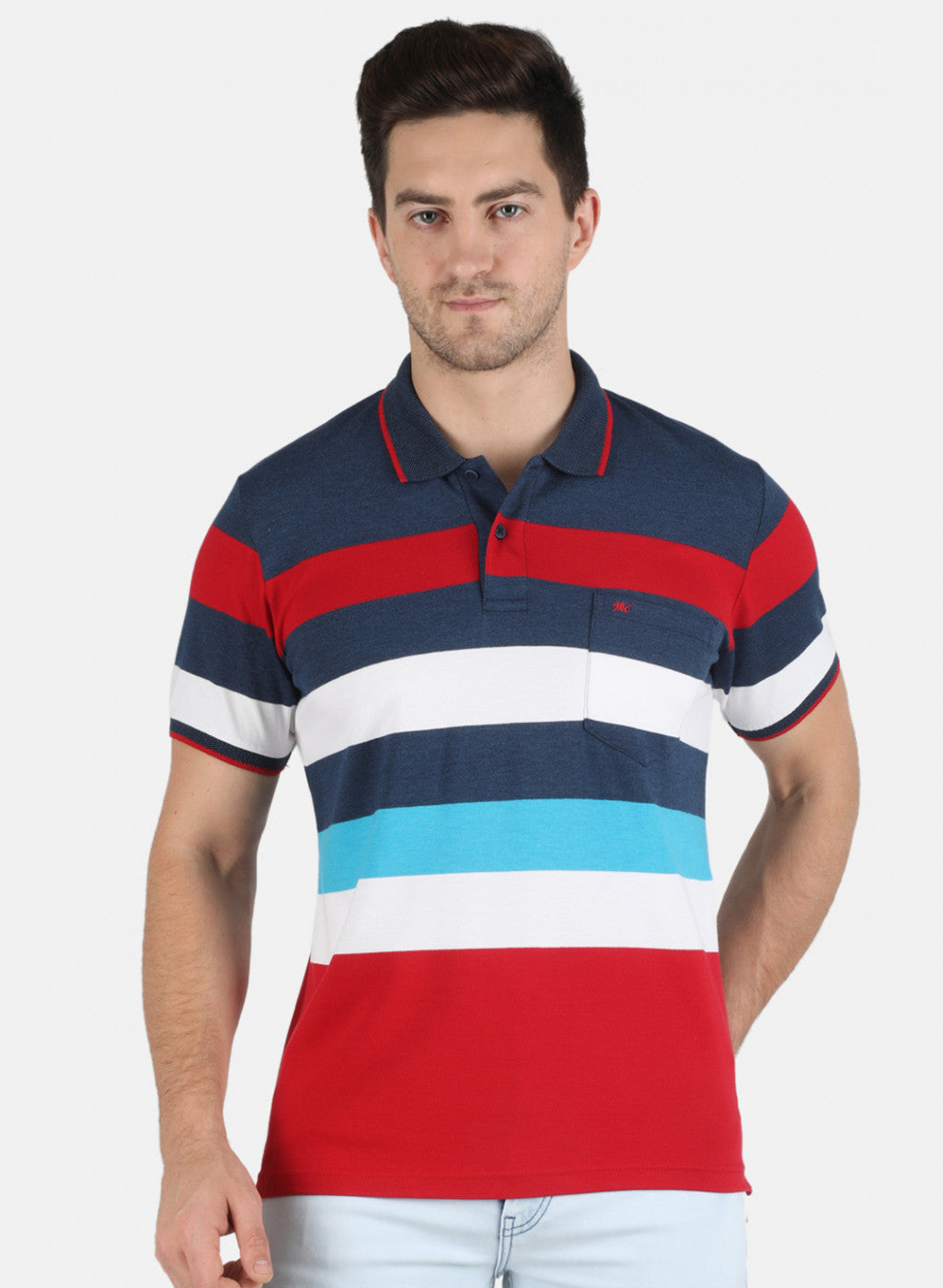 Men Blue Stripe T-Shirt
