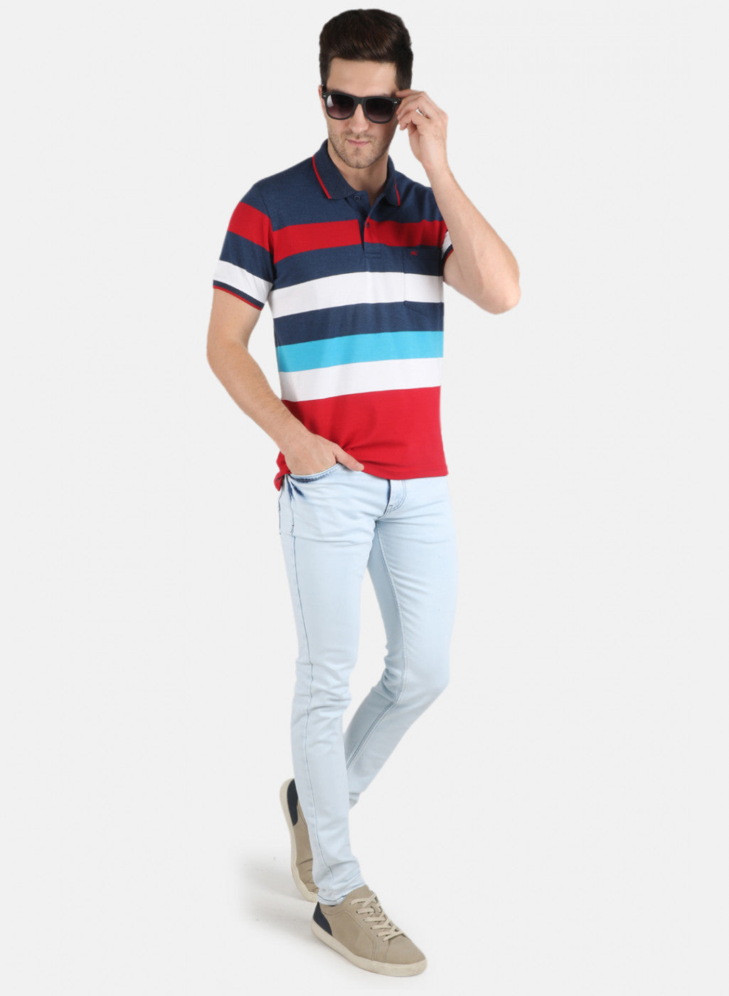 Men Blue Stripe T-Shirt