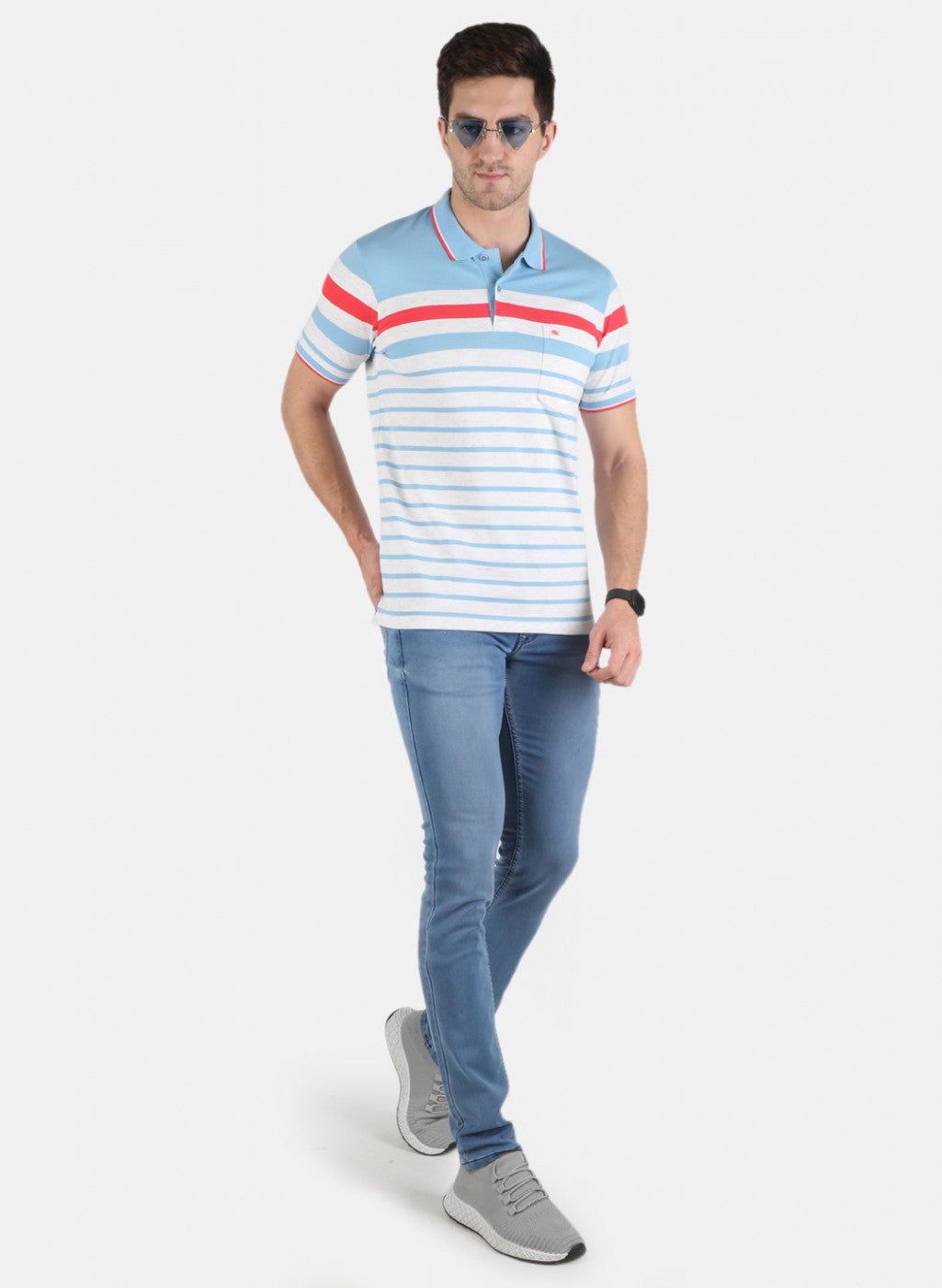 Men Blue Stripe T-Shirt