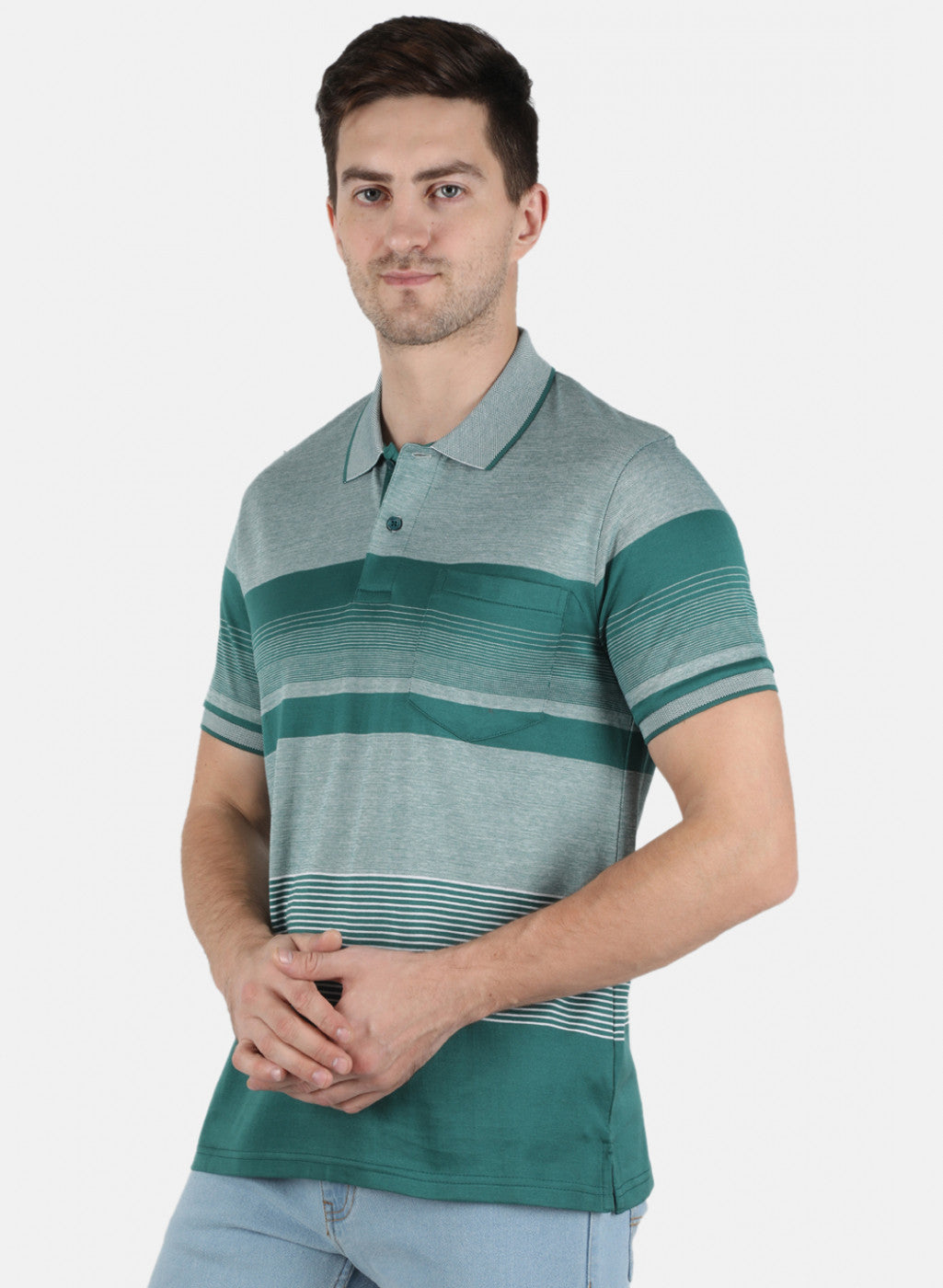 Men Green Stripe T-Shirt