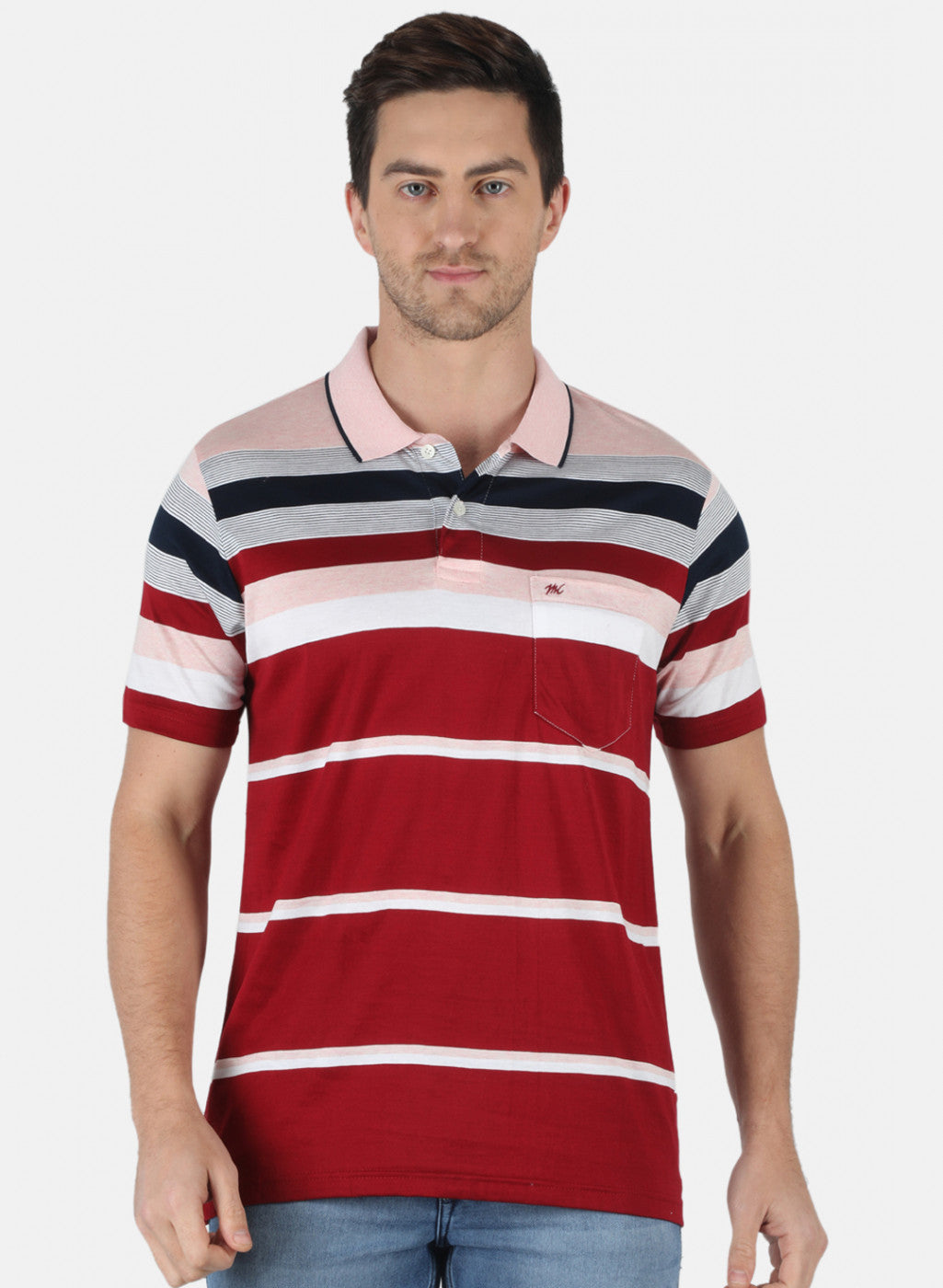 Men Pink Stripe T-Shirt