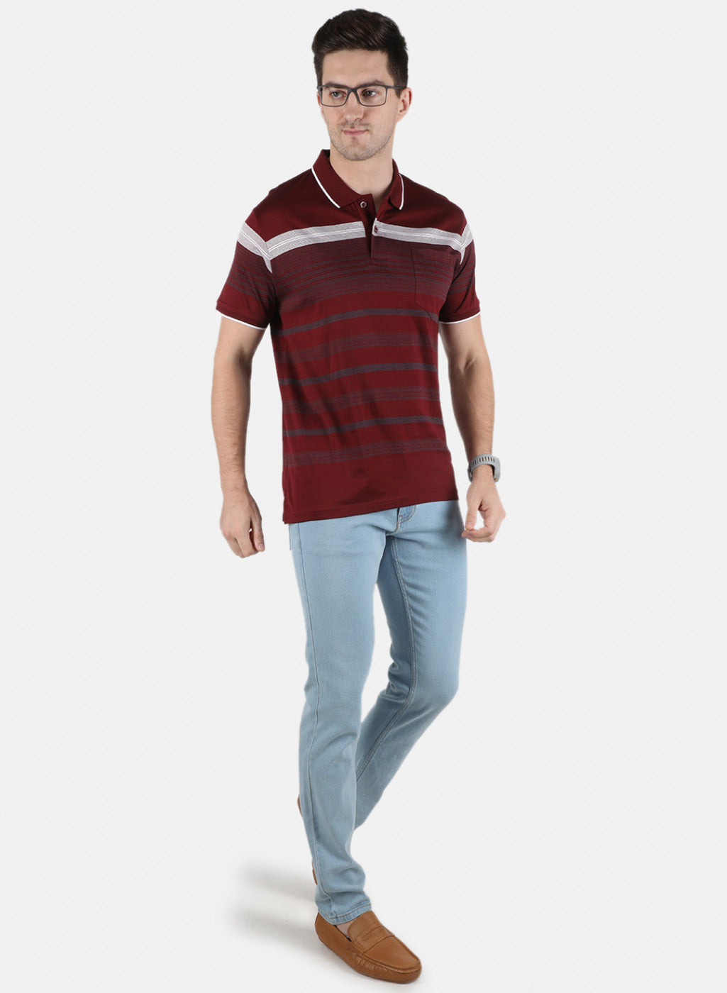 Men Maroon Stripe T-Shirt