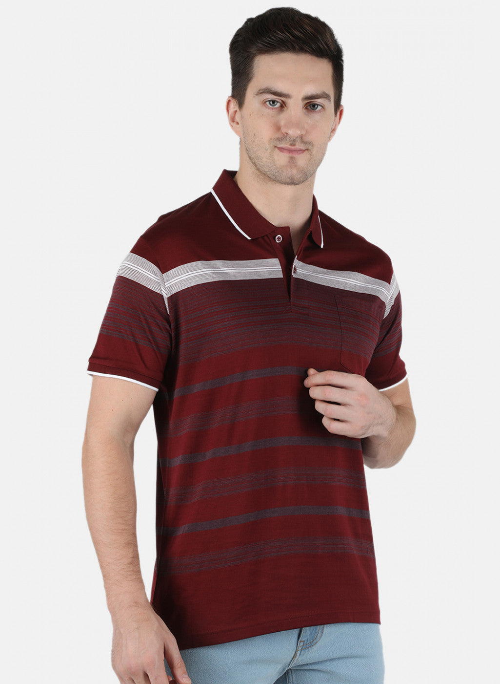 Men Maroon Stripe T-Shirt