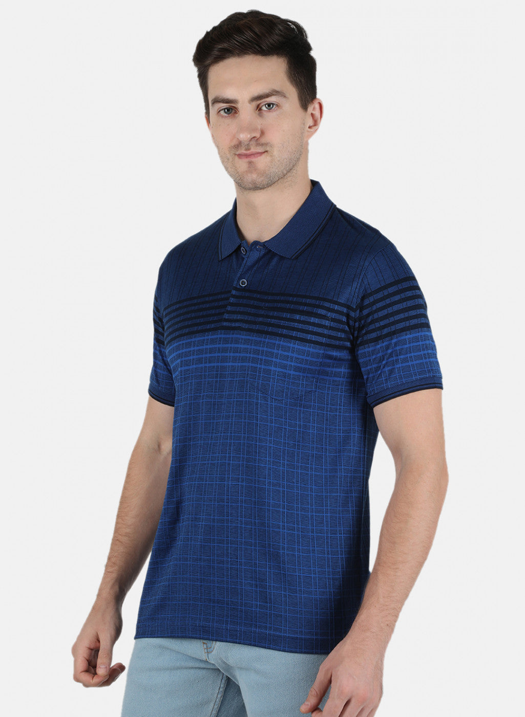 Men NAvy Blue Stripe T-Shirt