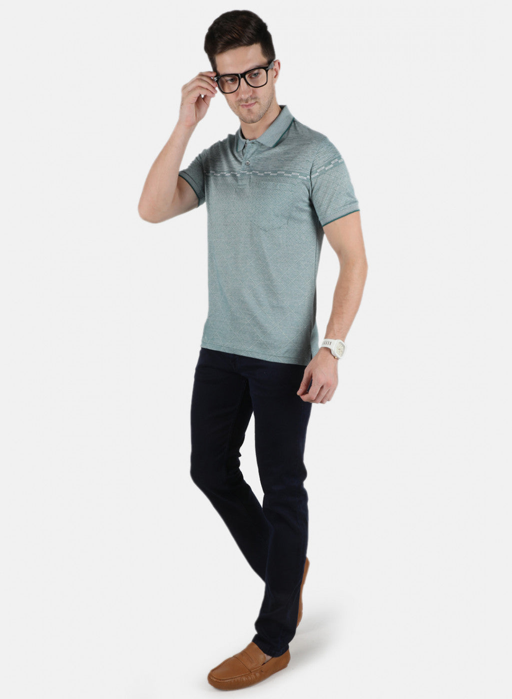 Men Green Stripe T-Shirt