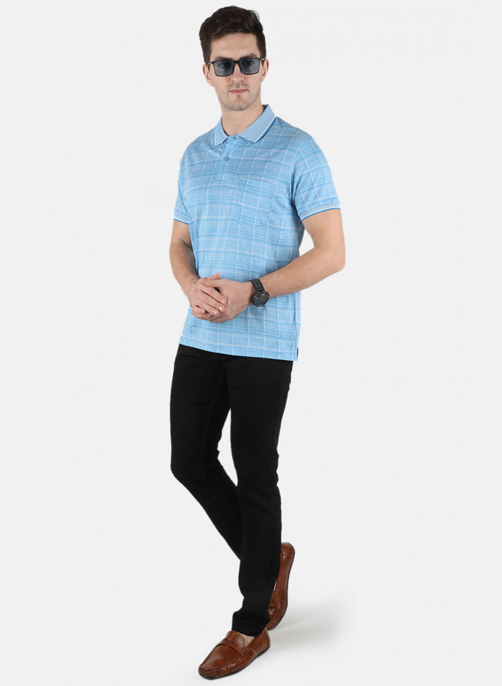 Men Blue Stripe T-Shirt