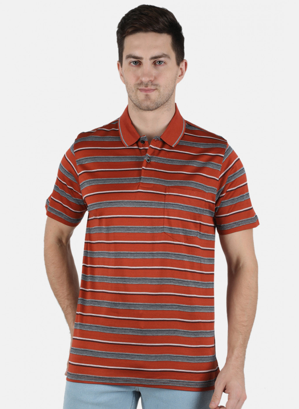 Men Orange Stripe T-Shirt