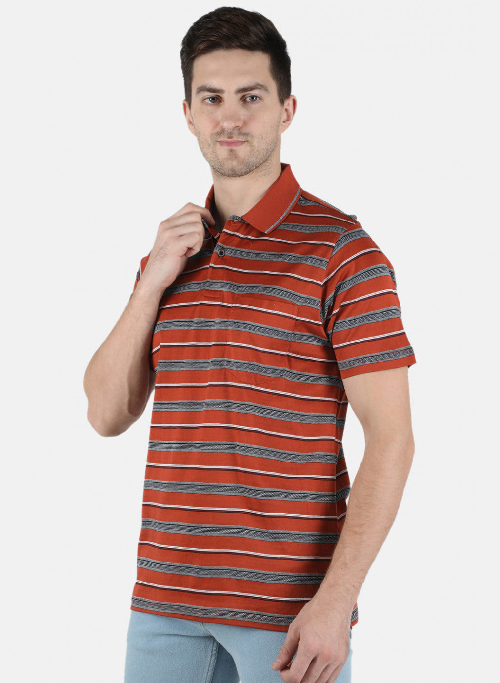 Men Orange Stripe T-Shirt