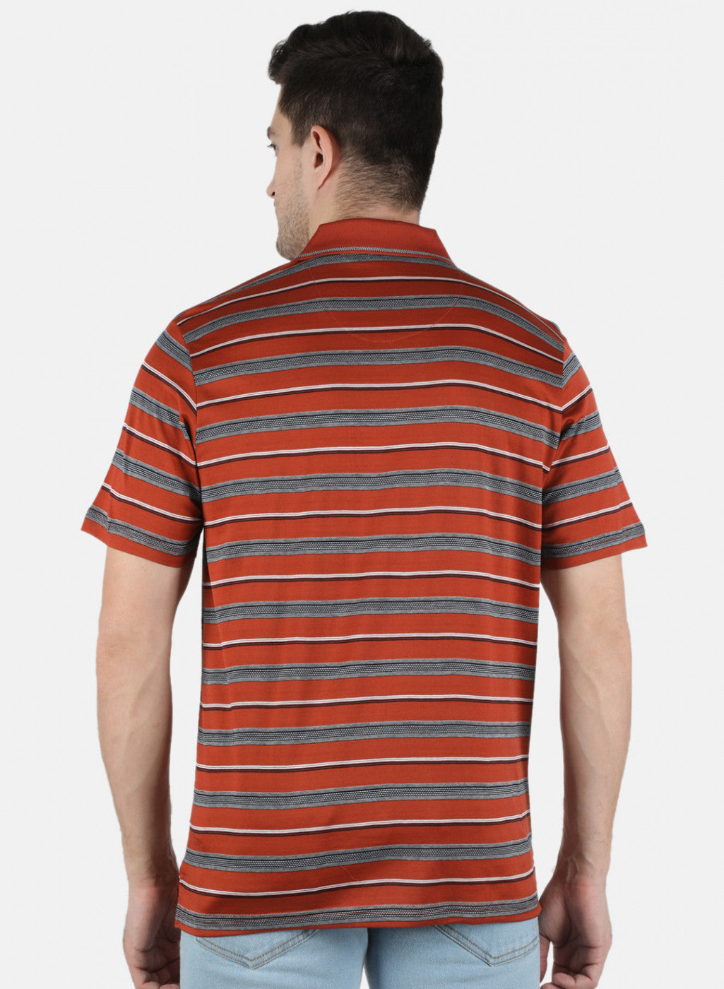 Men Orange Stripe T-Shirt