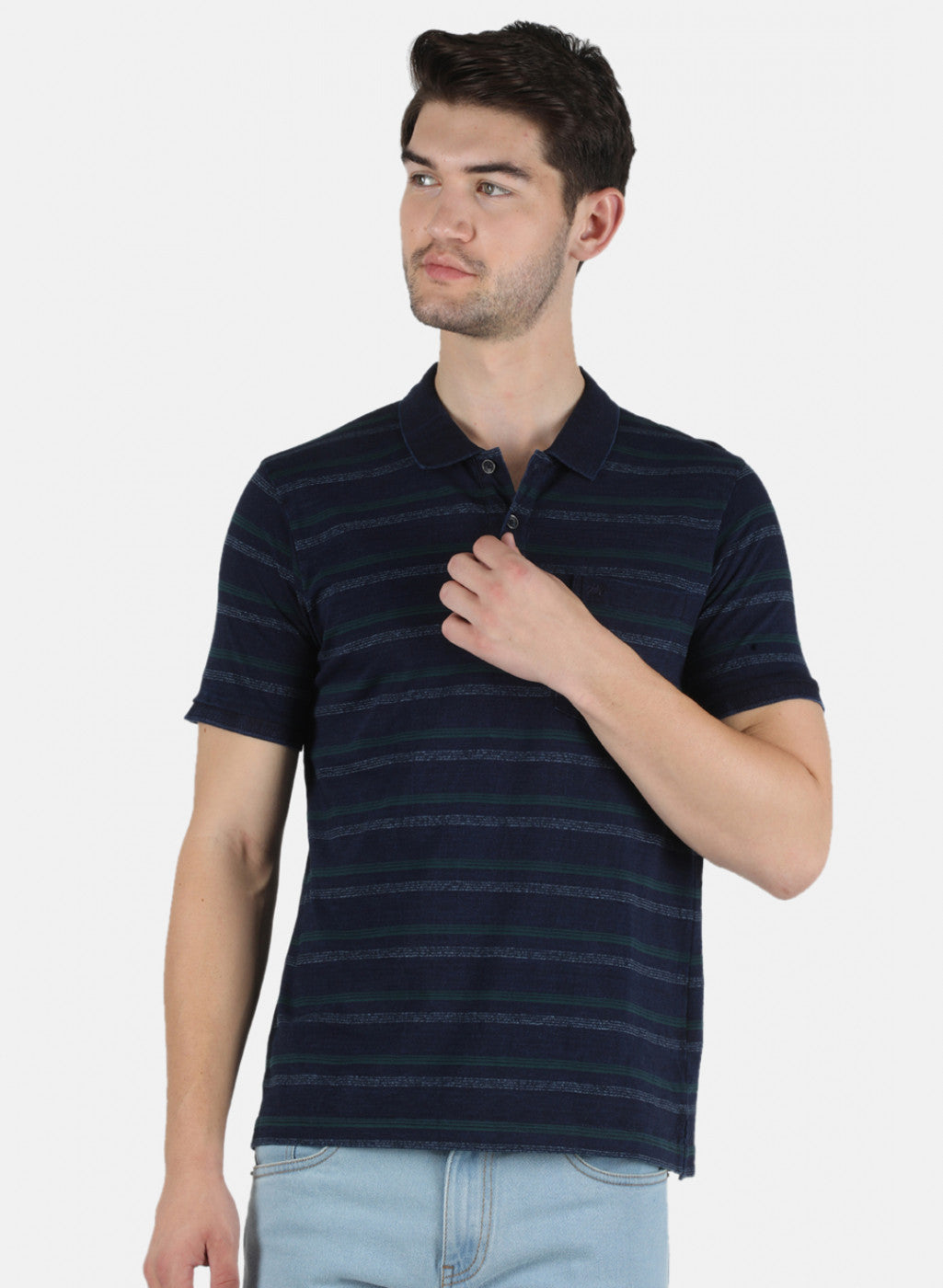 Men Green Stripe T-Shirt