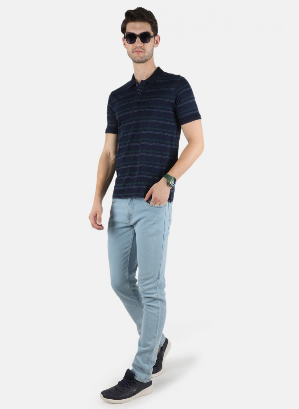 Men Green Stripe T-Shirt