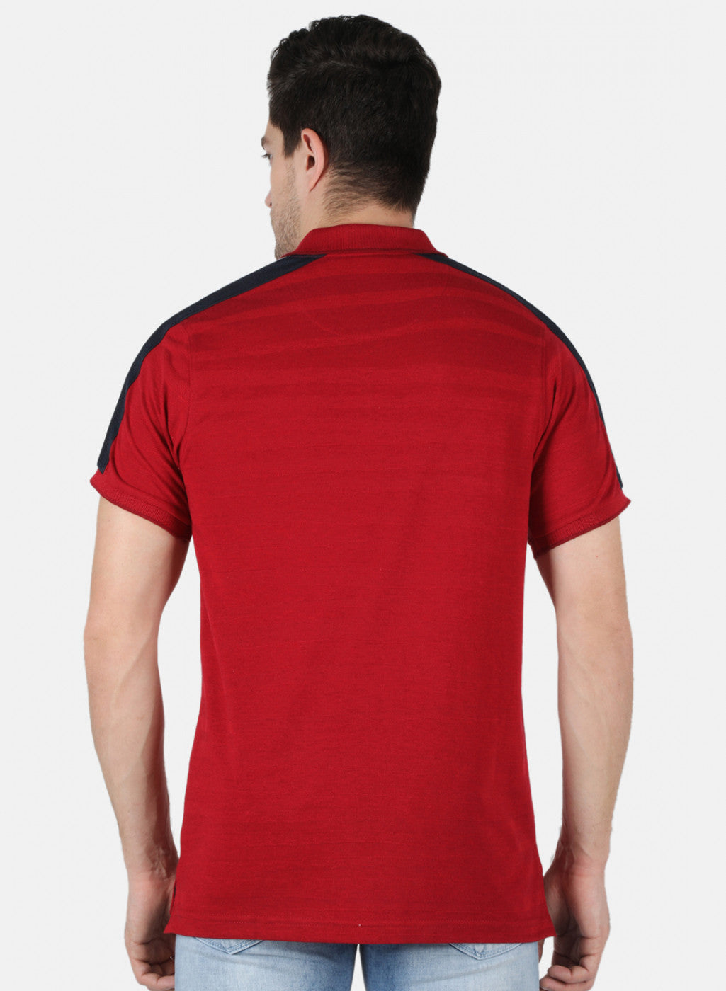 Men Maroon Self Design T-Shirt