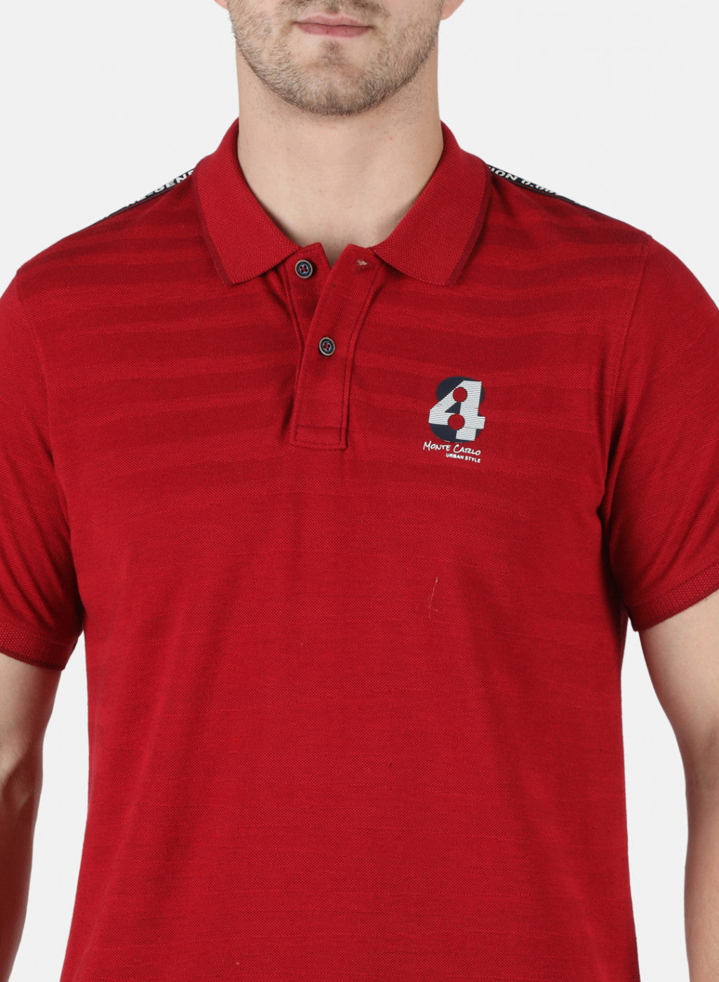 Men Maroon Self Design T-Shirt