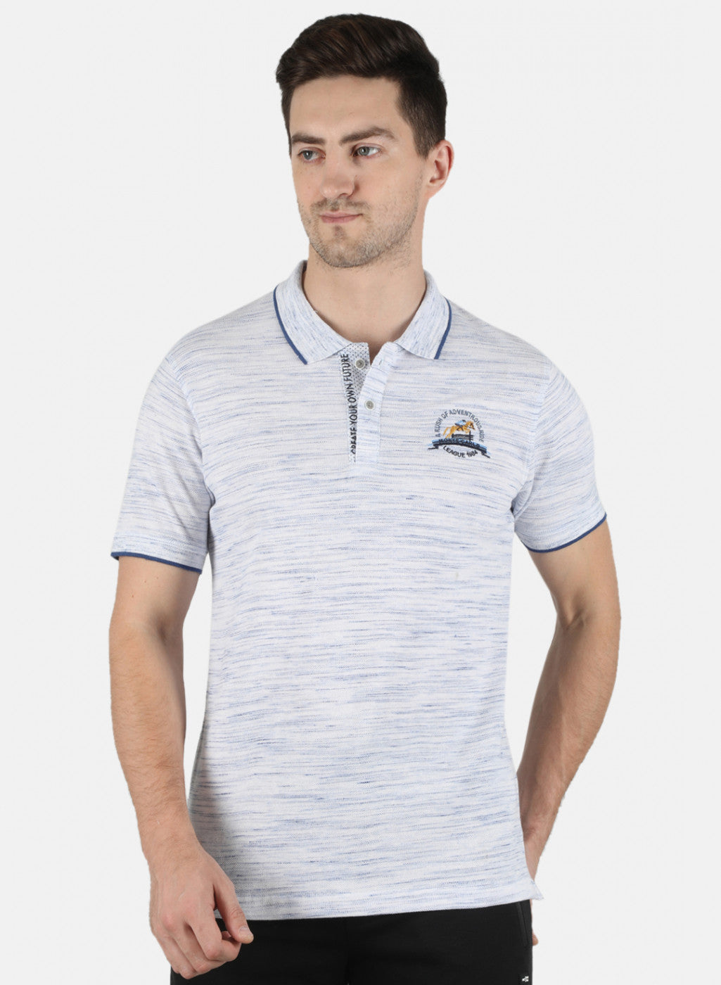 Men Blue Self T-Shirt