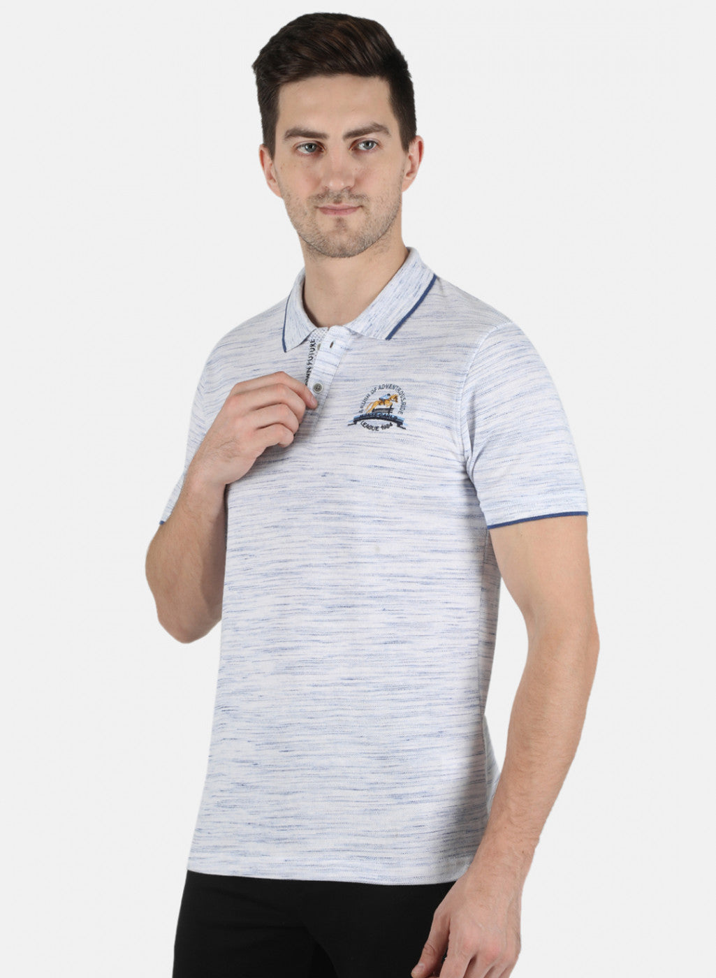 Men Blue Self T-Shirt