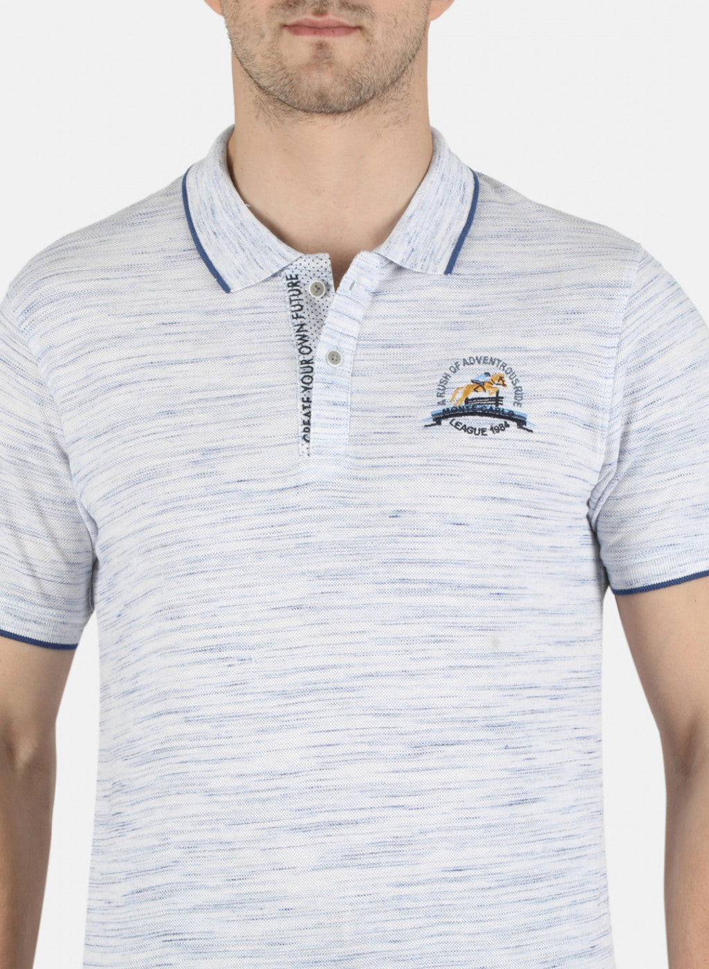 Men Blue Self T-Shirt