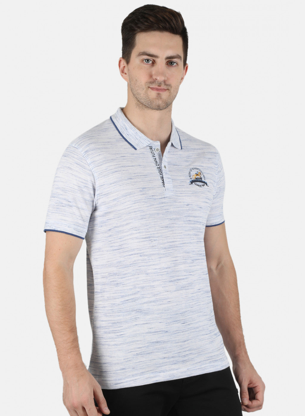 Men Blue Self T-Shirt