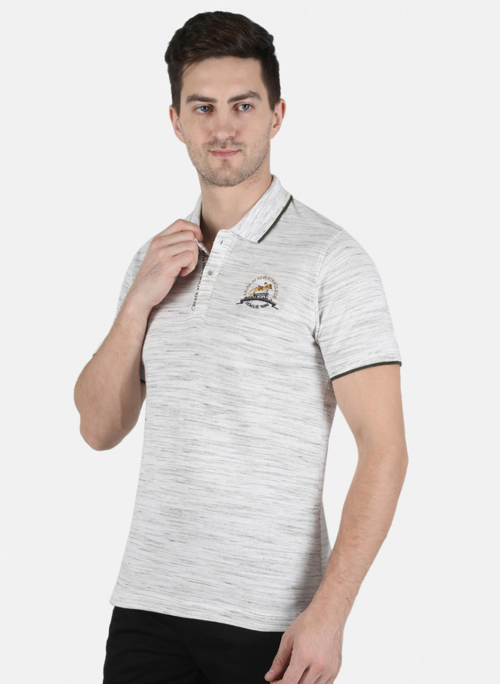 Men Grey Self T-Shirt