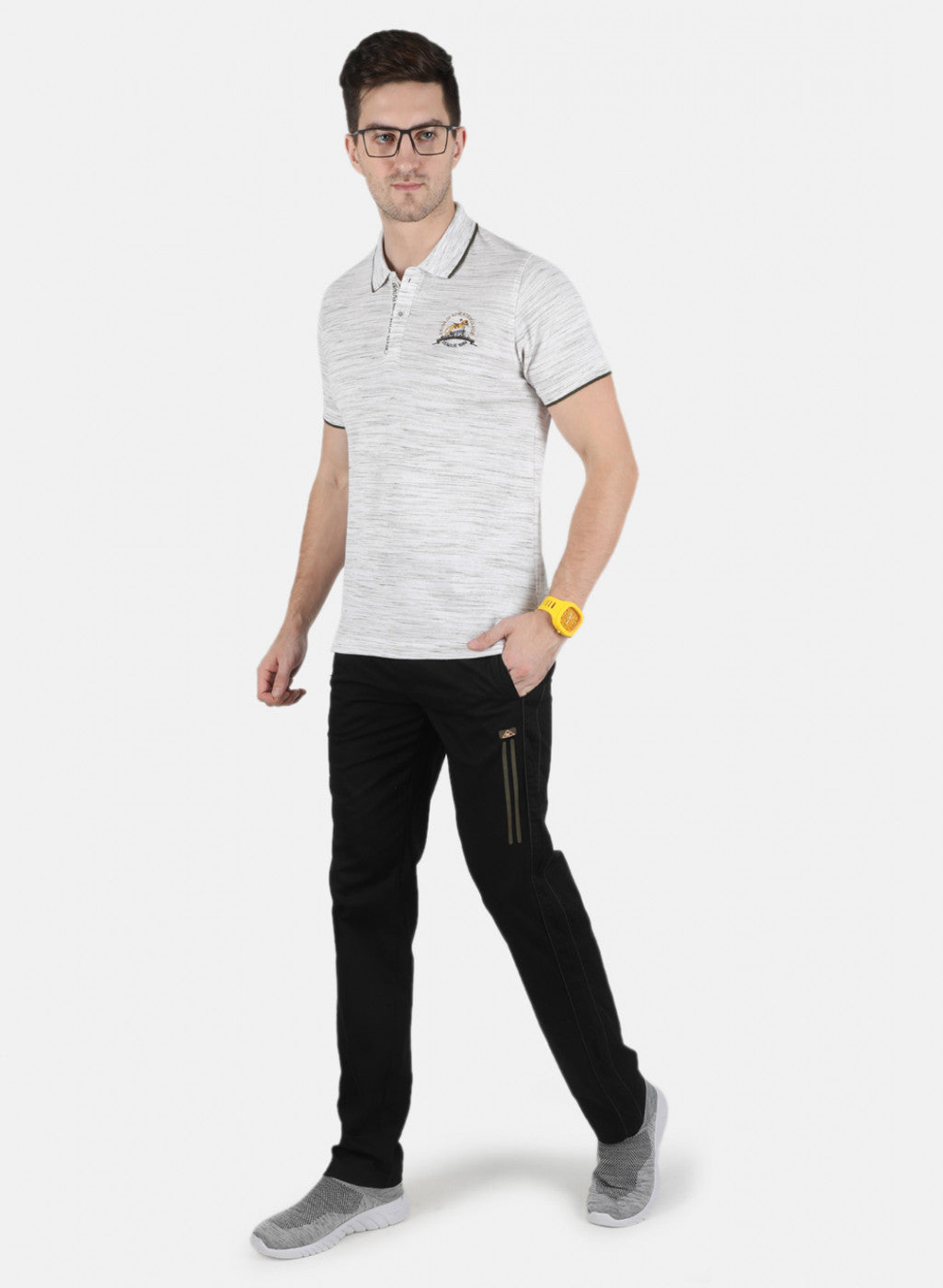 Men Grey Self T-Shirt