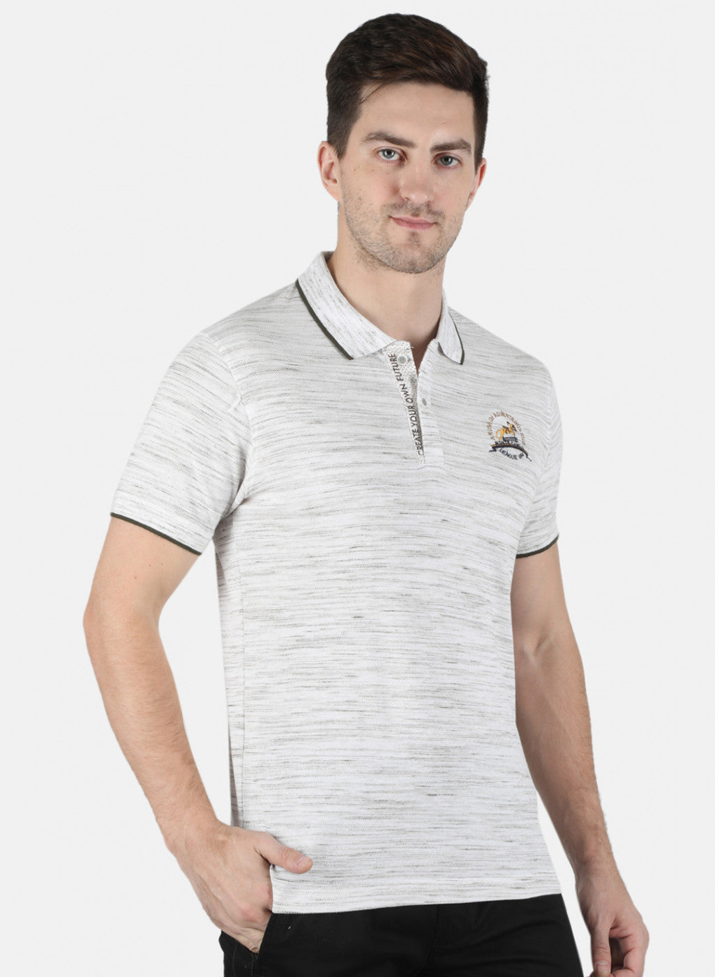 Men Grey Self T-Shirt