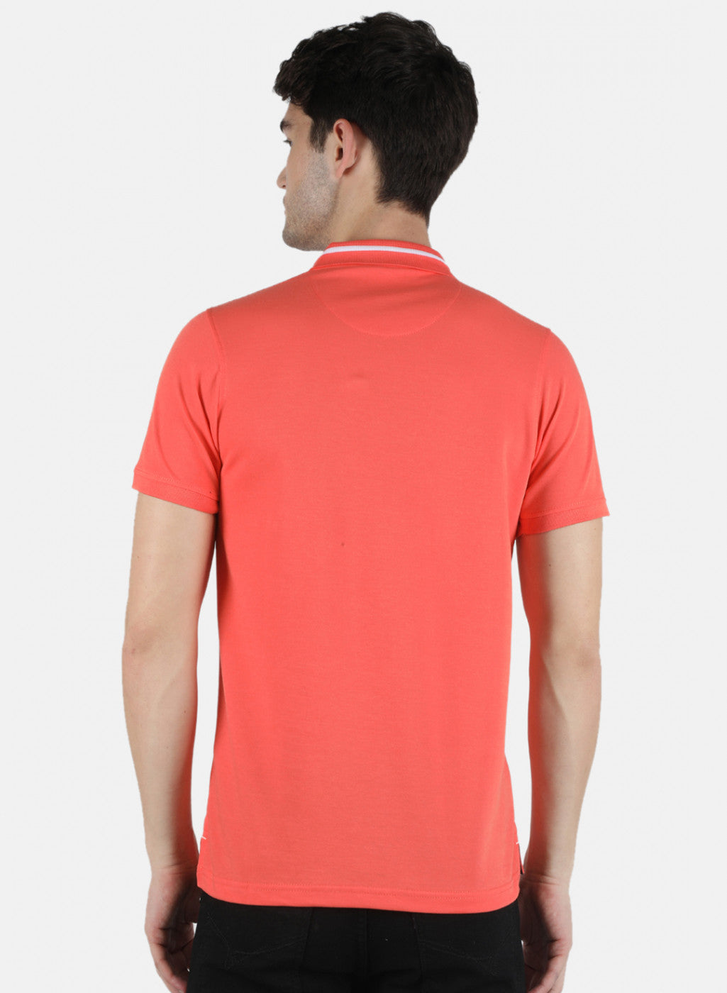 Men Peach Plain T-Shirt