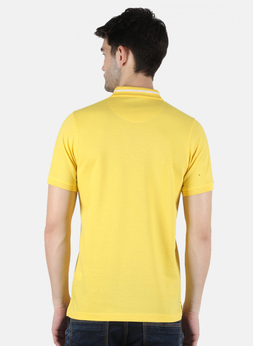 Men Yellow Plain T-Shirt