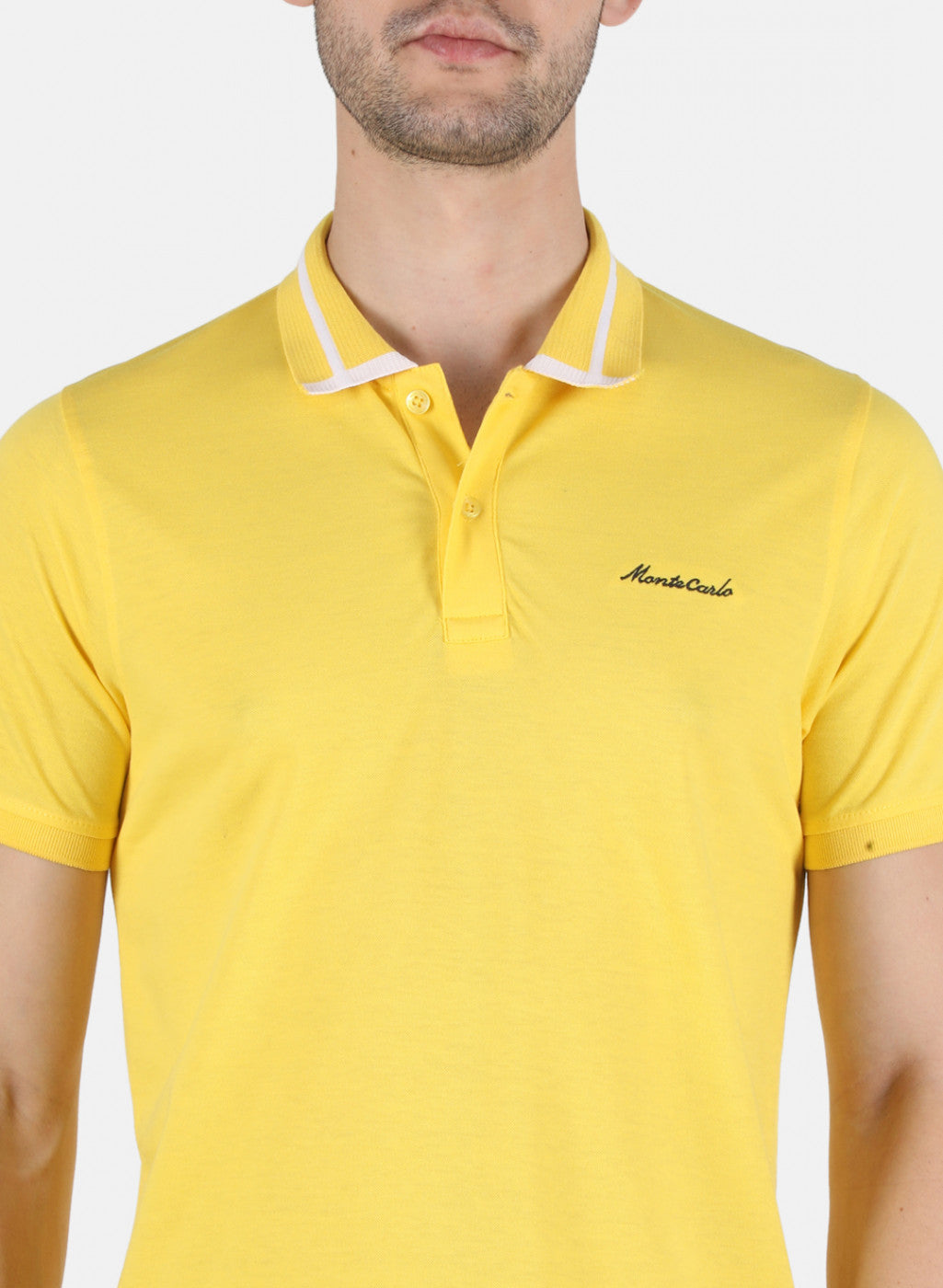 Men Yellow Plain T-Shirt