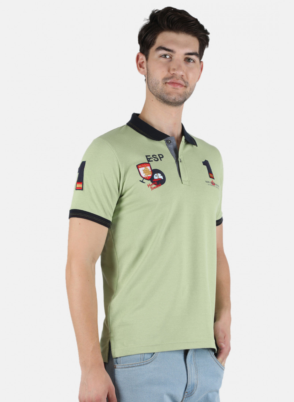 Men Green Plain T-Shirt