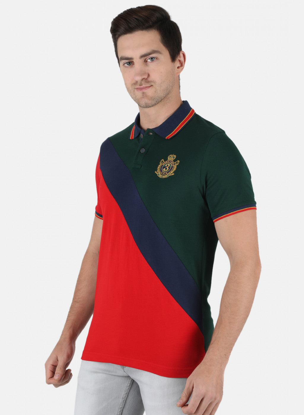 Men Olive Plain T-Shirt