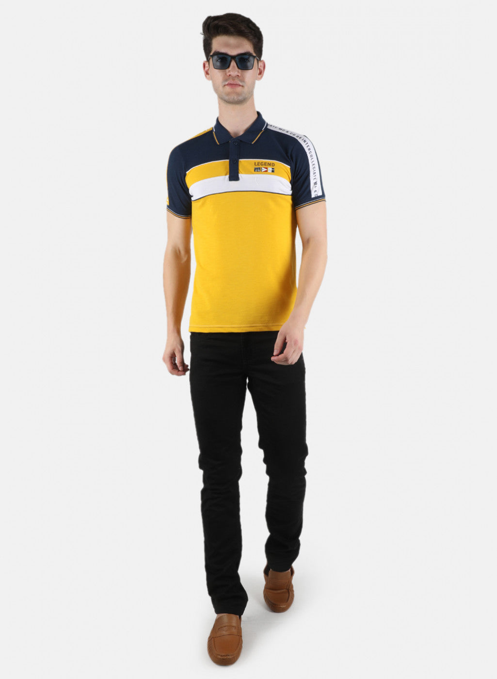 Men Yellow Plain T-Shirt