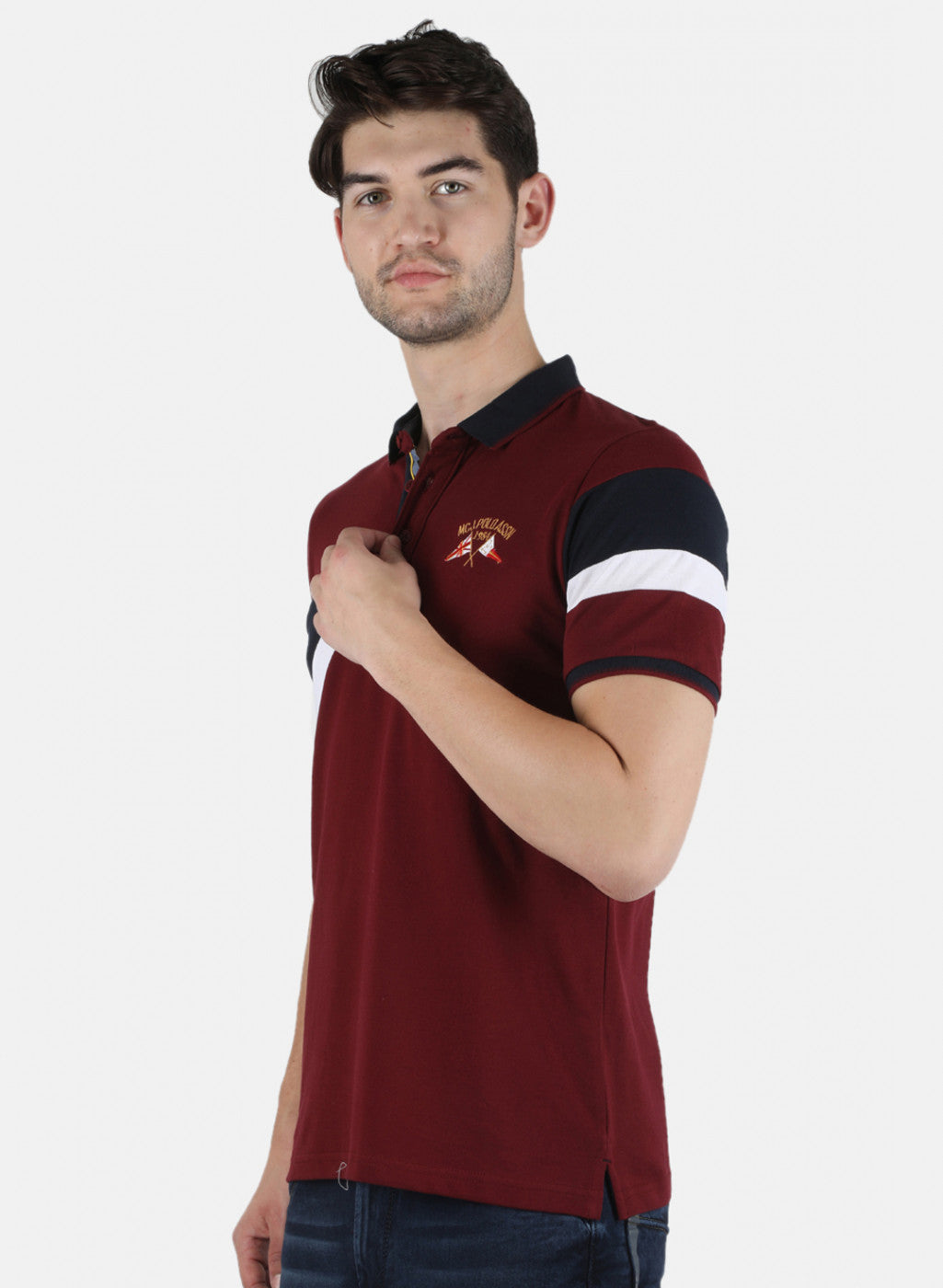 Men Maroon Plain T-Shirt
