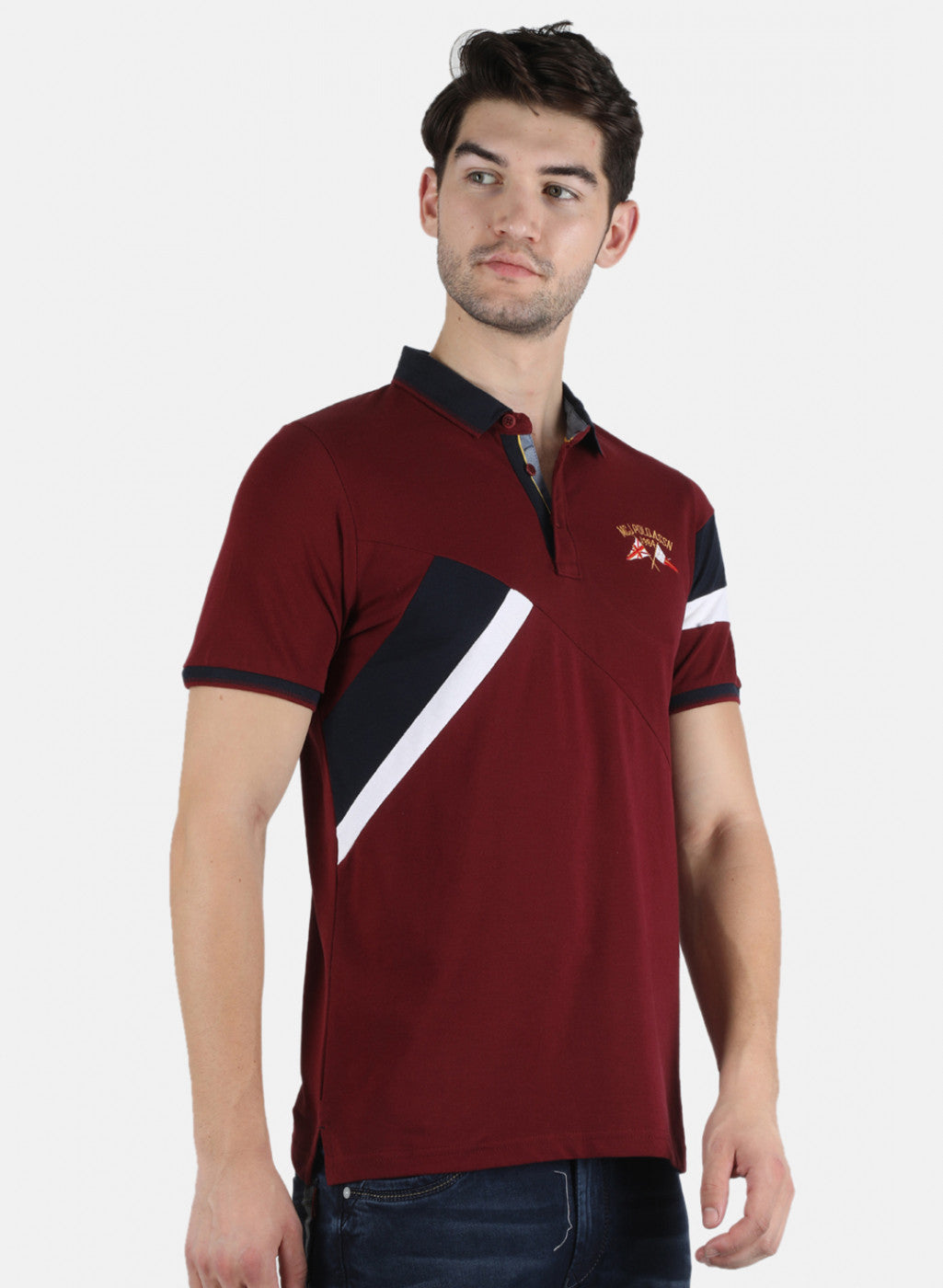 Men Maroon Plain T-Shirt
