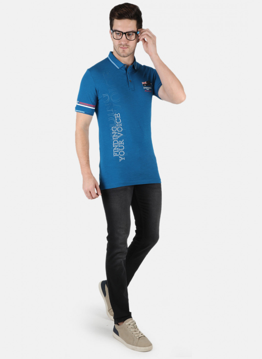 Men Blue Printed T-Shirt