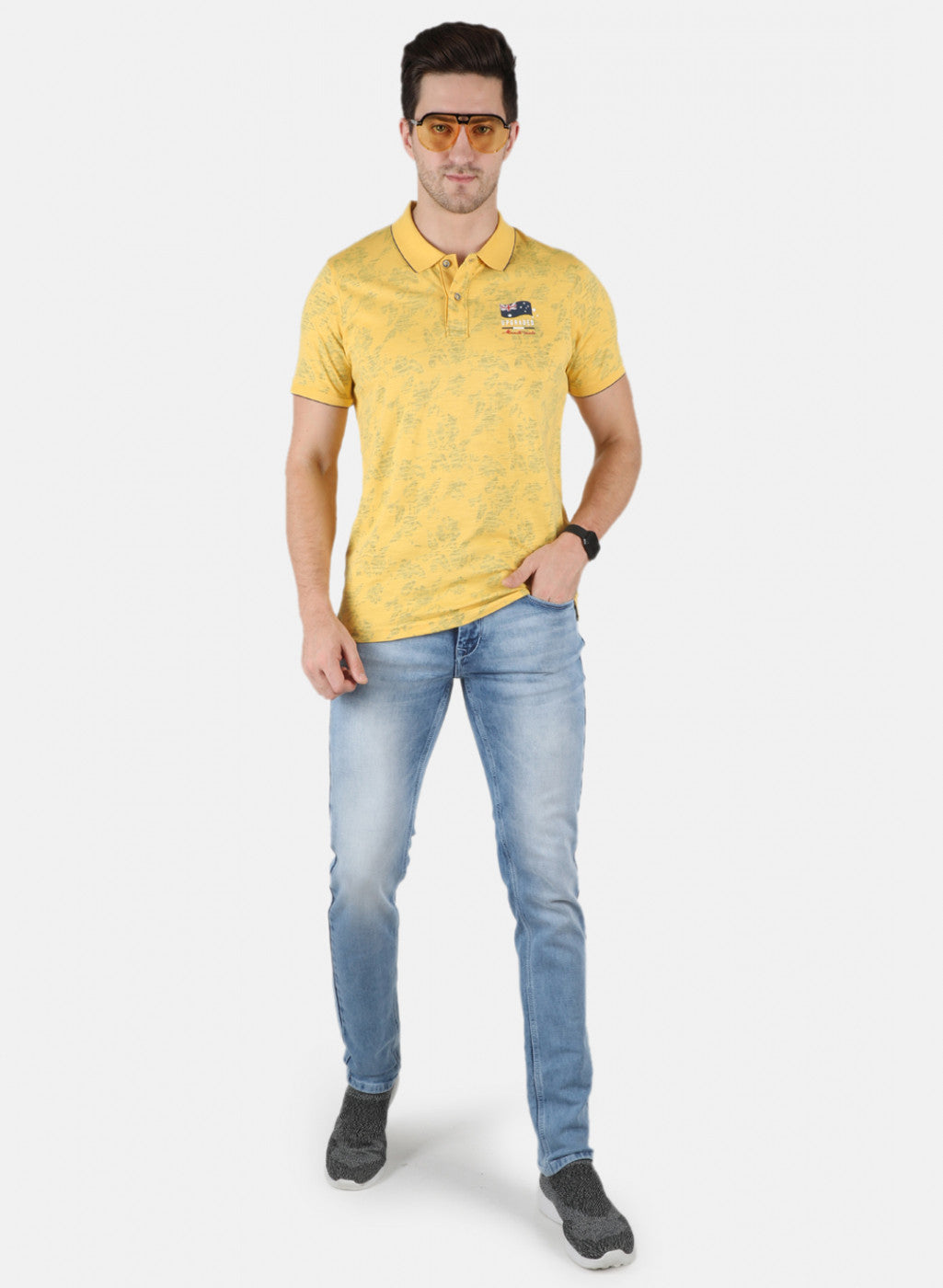 Men Yellow Printed T-Shirt