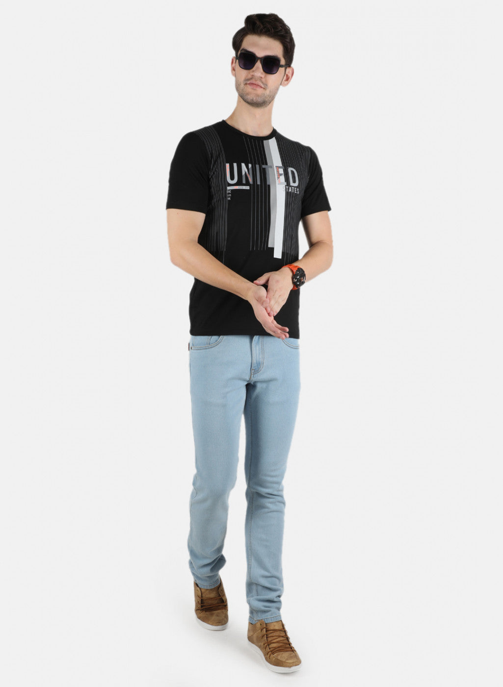 Men Black Printed T-Shirt