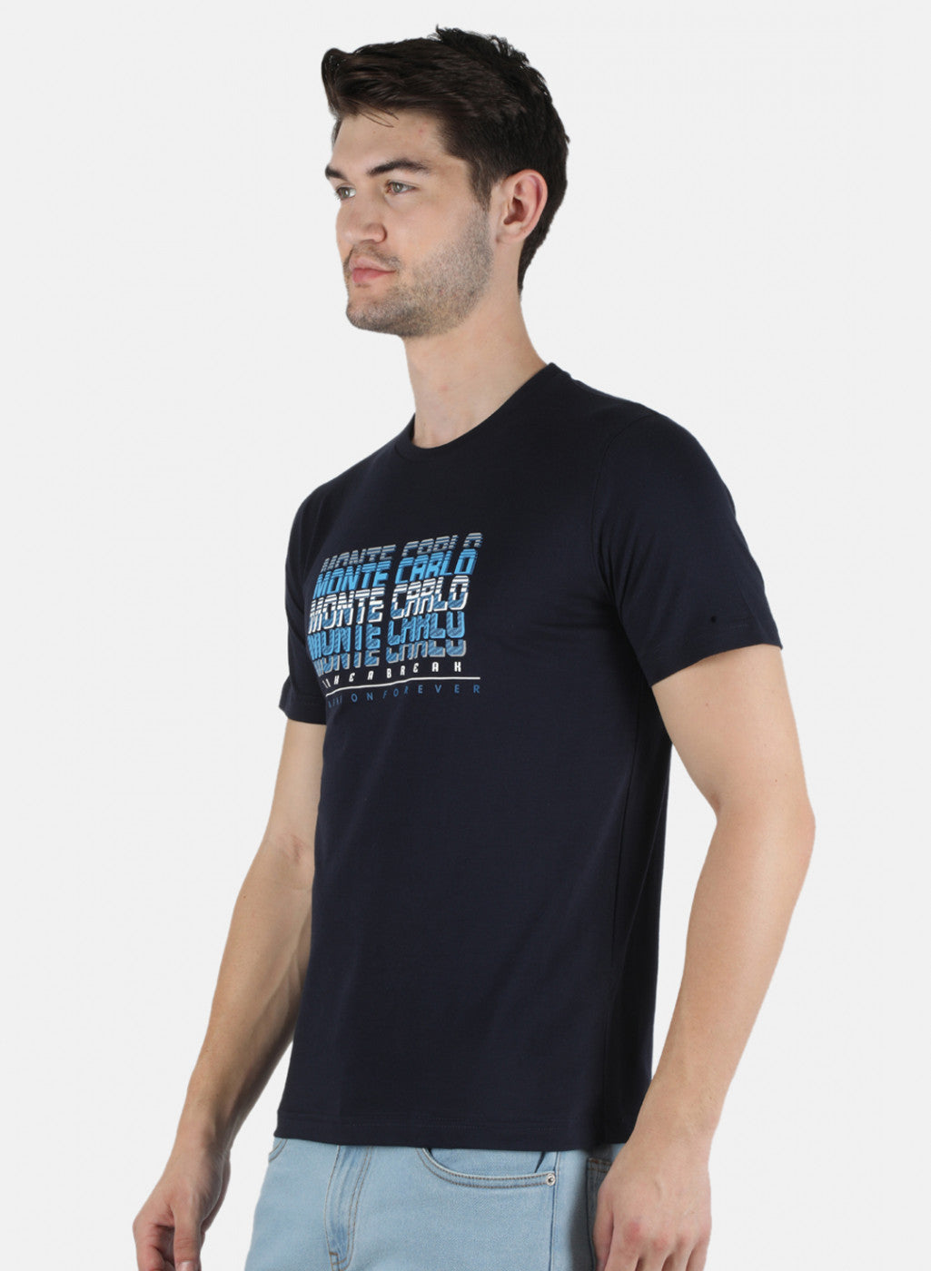 Men NAvy Blue Printed T-Shirt