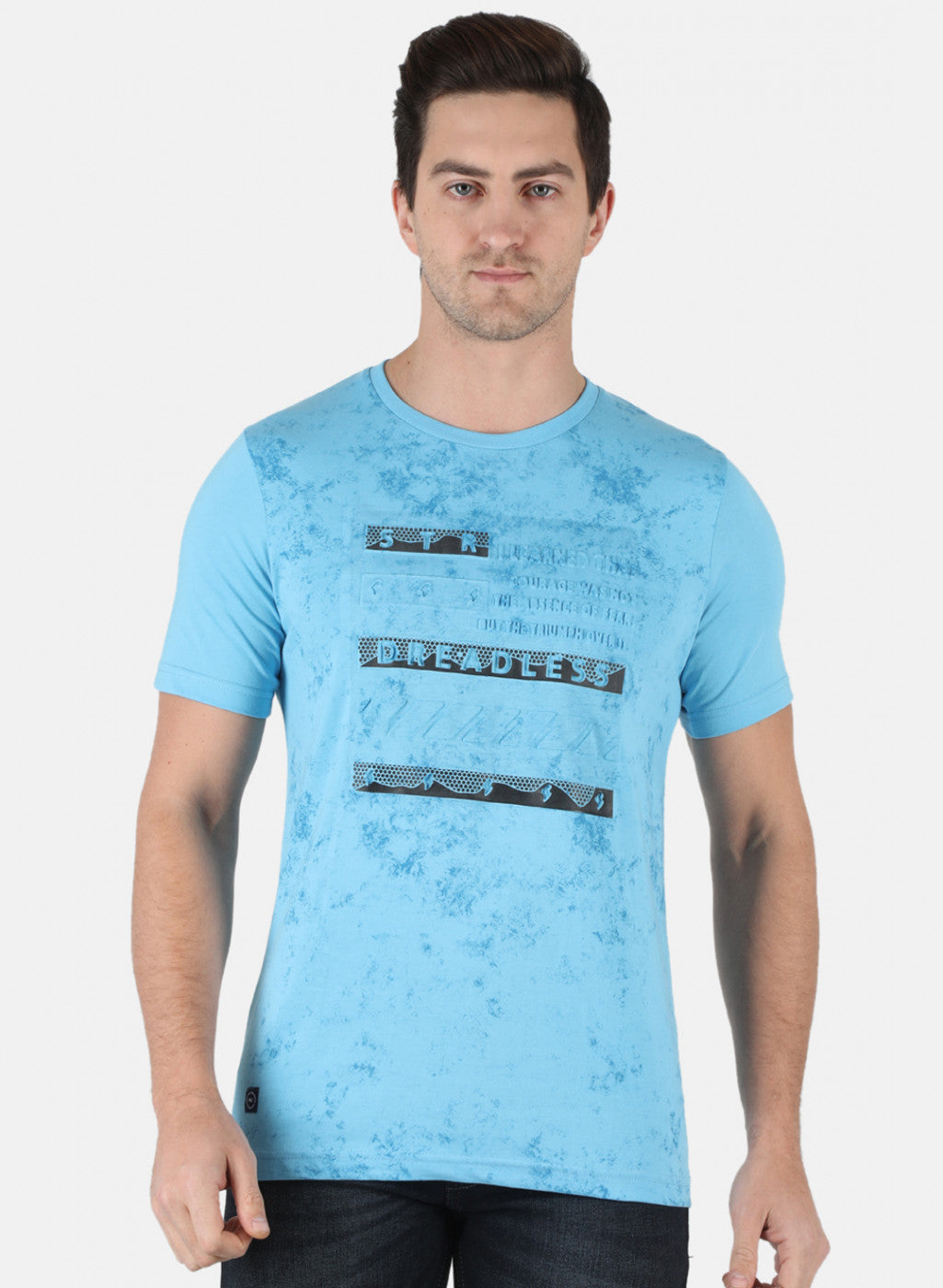 Men Sky Blue Printed T-Shirt