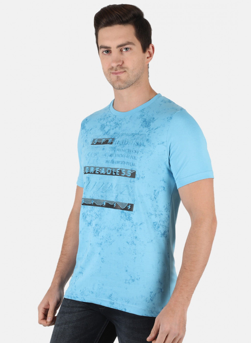 Men Sky Blue Printed T-Shirt