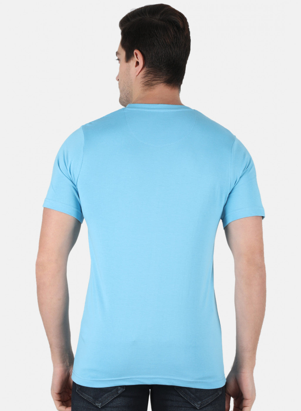 Men Sky Blue Printed T-Shirt