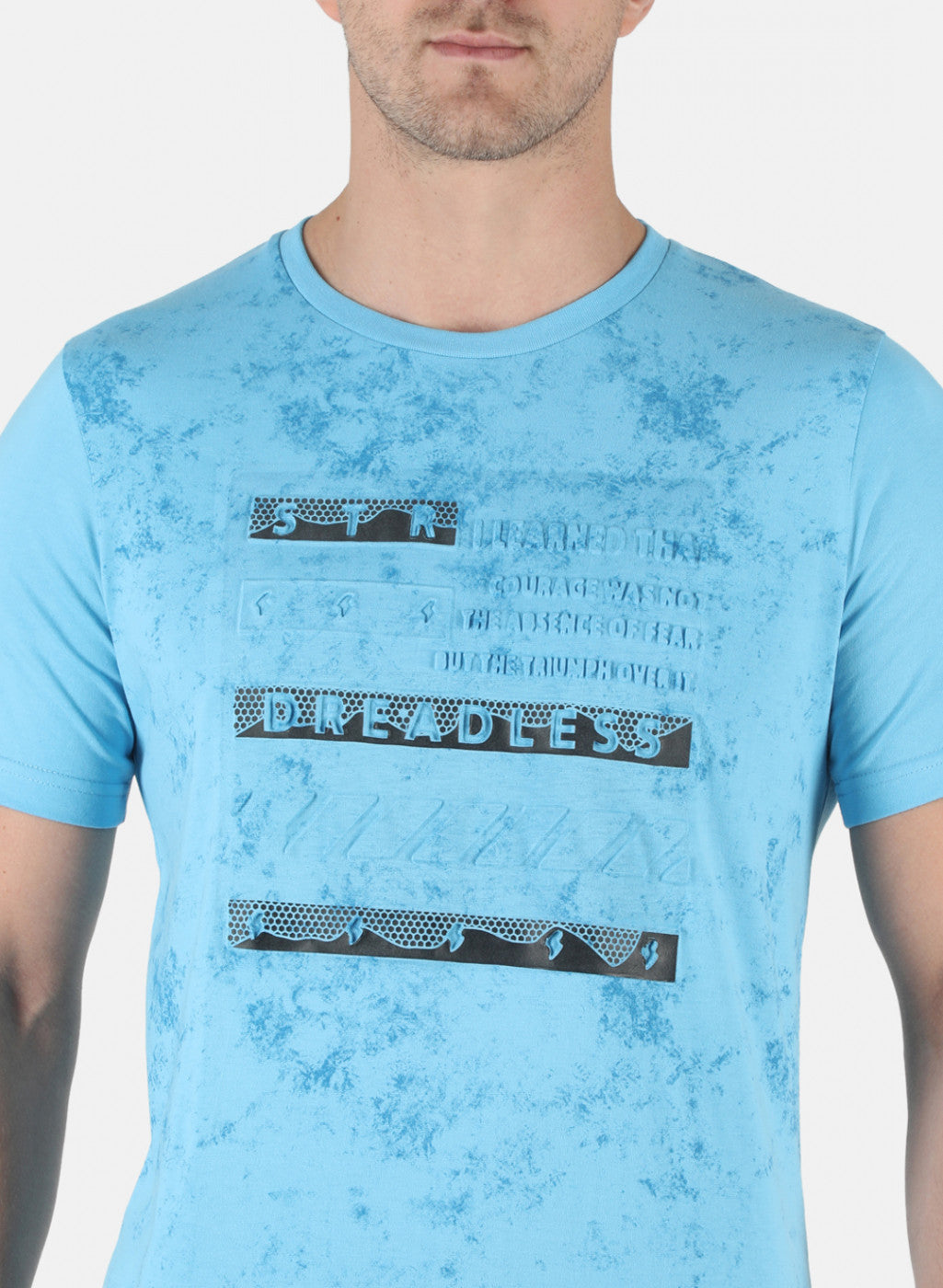 Men Sky Blue Printed T-Shirt