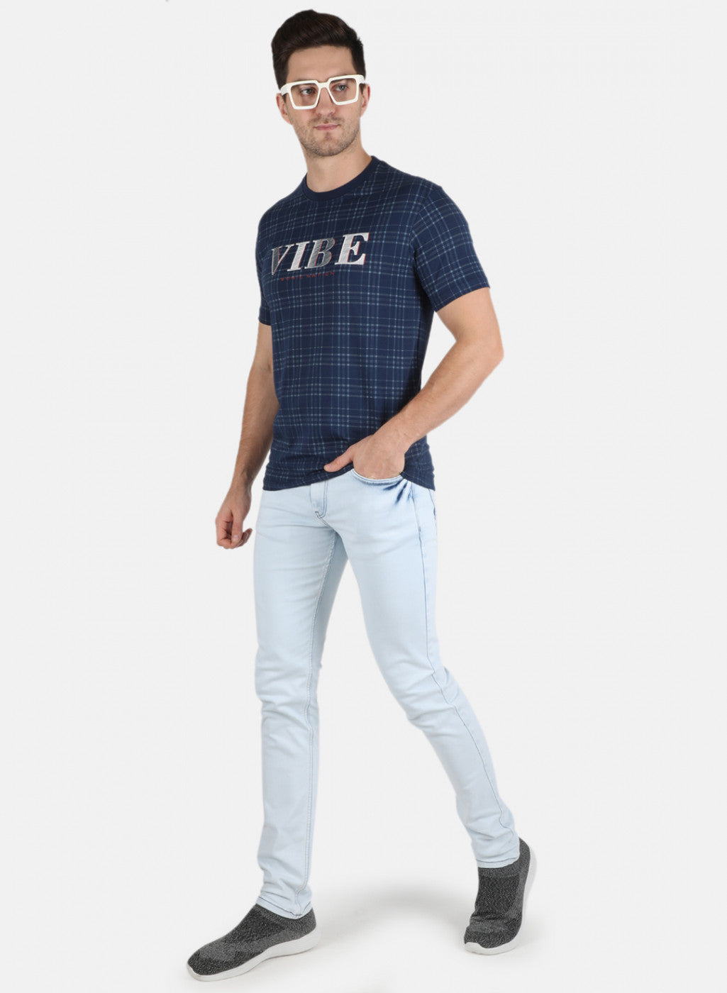 Men Blue Printed T-Shirt