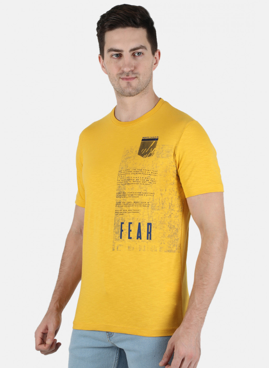 Men Yellow Printed T-Shirt