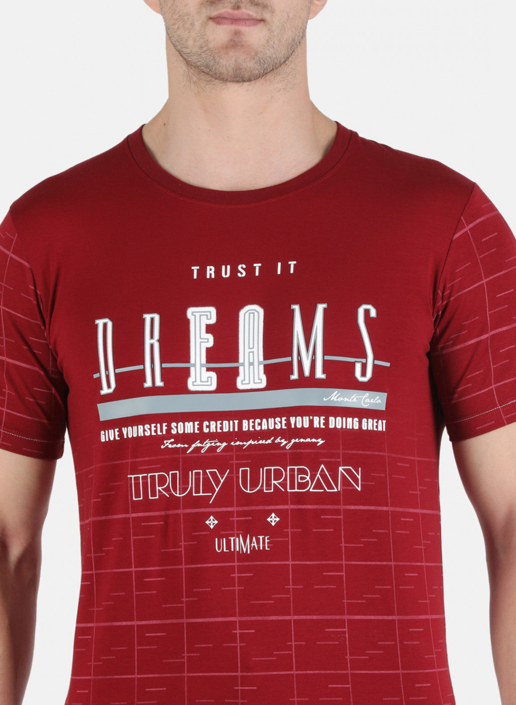 Men Maroon Printed T-Shirt