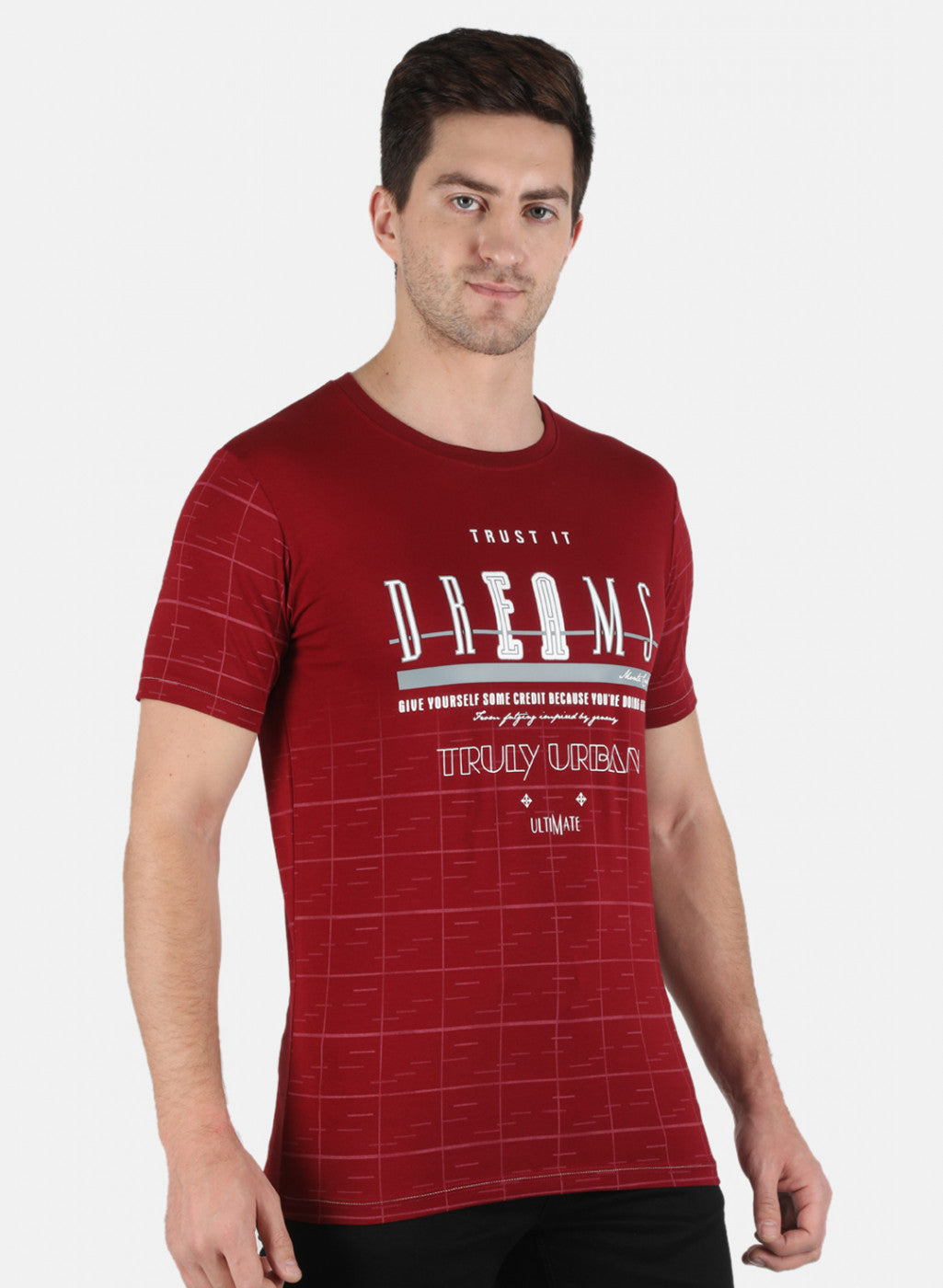 Men Maroon Printed T-Shirt