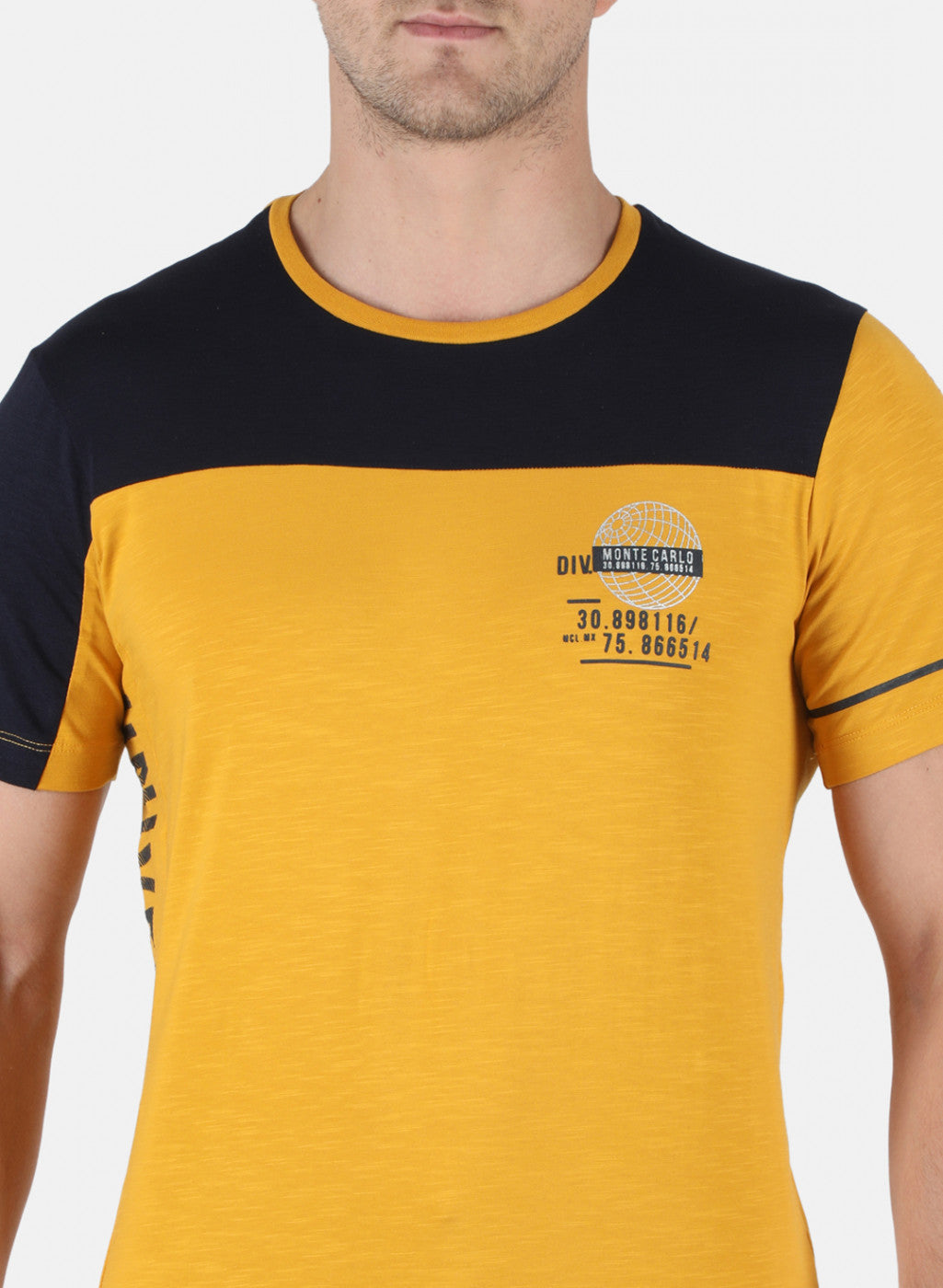 Men Yellow Plain T-Shirt