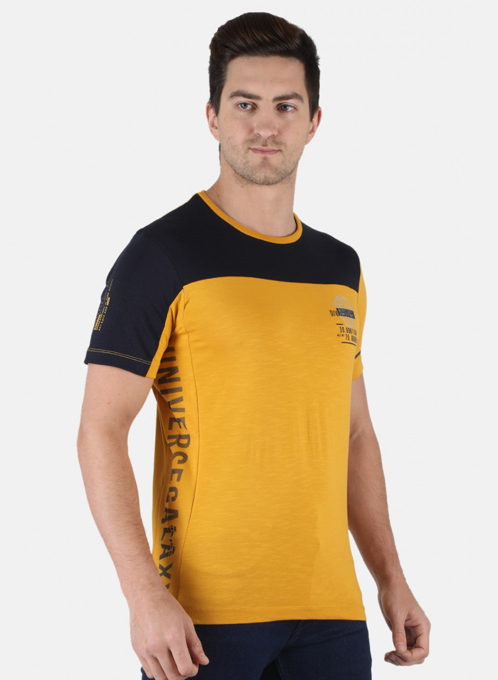 Men Yellow Plain T-Shirt