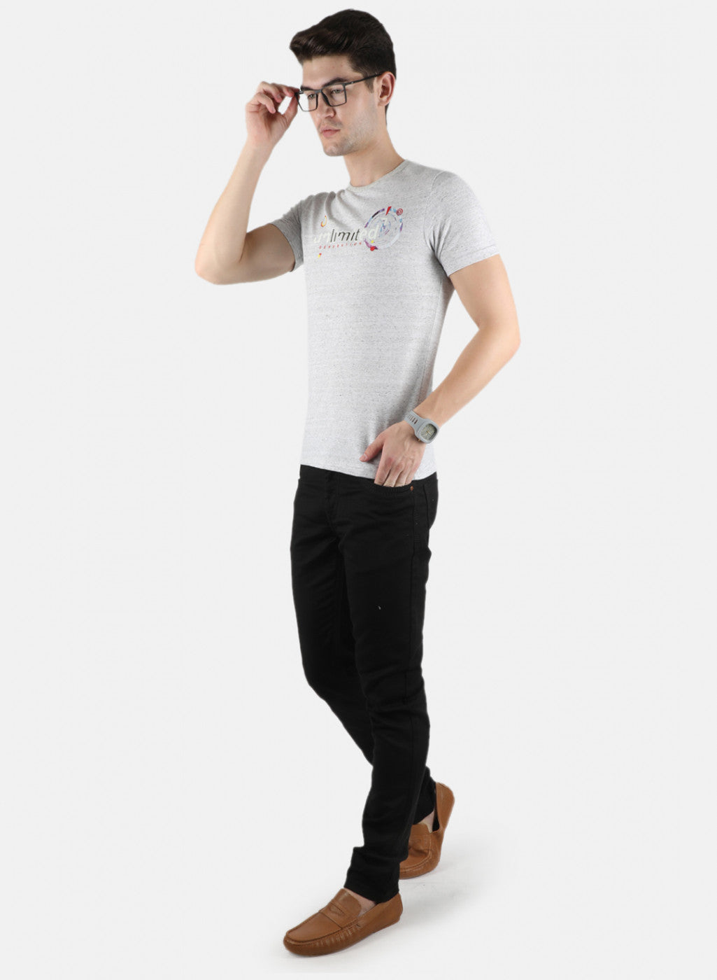 Men Grey Printed T-Shirt