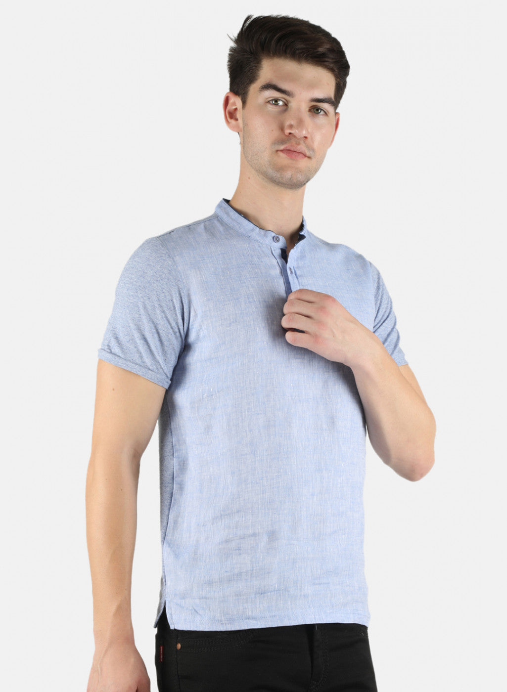 Men Blue Plain T-Shirt