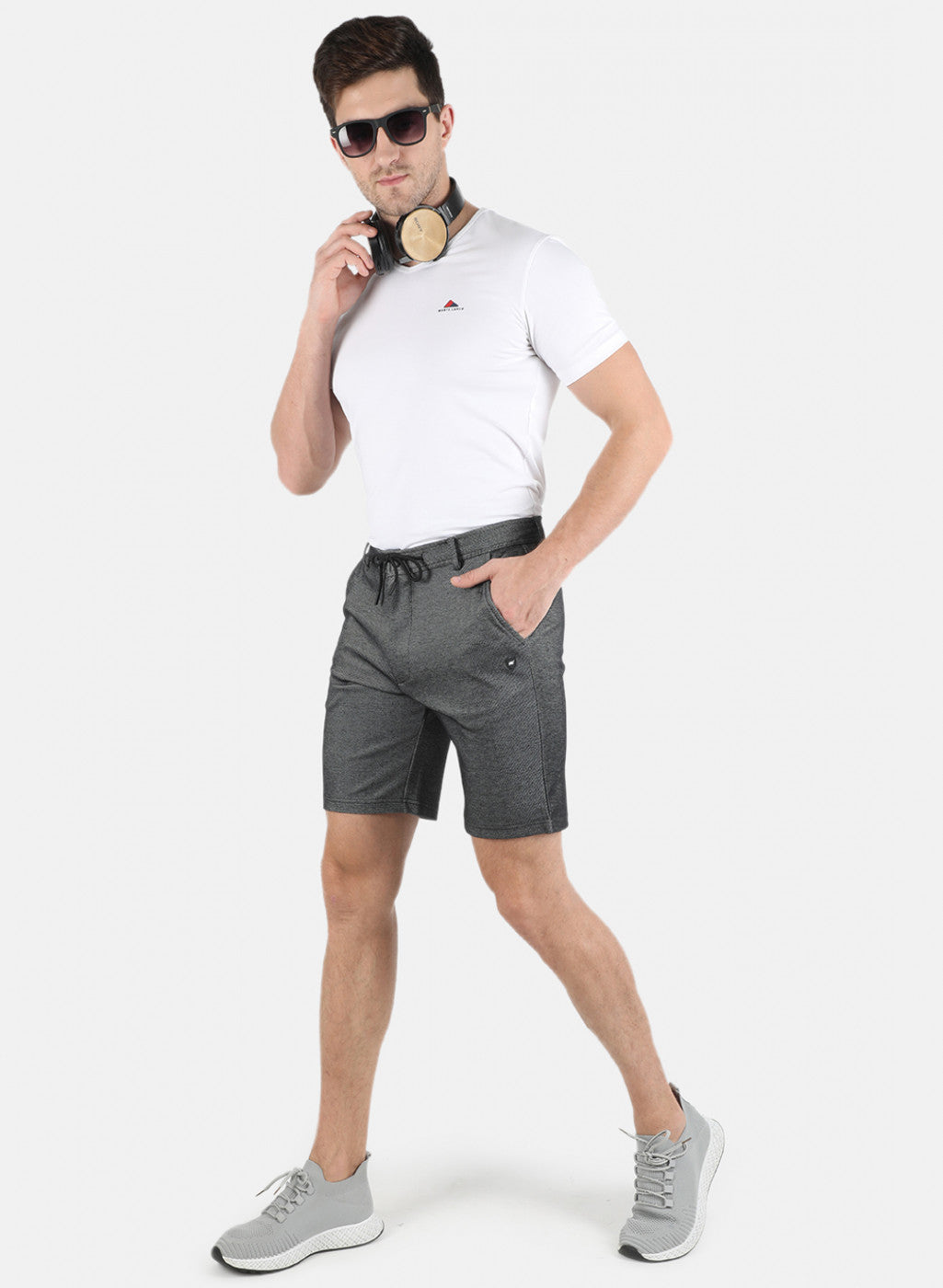 Men Black Plain Bermuda