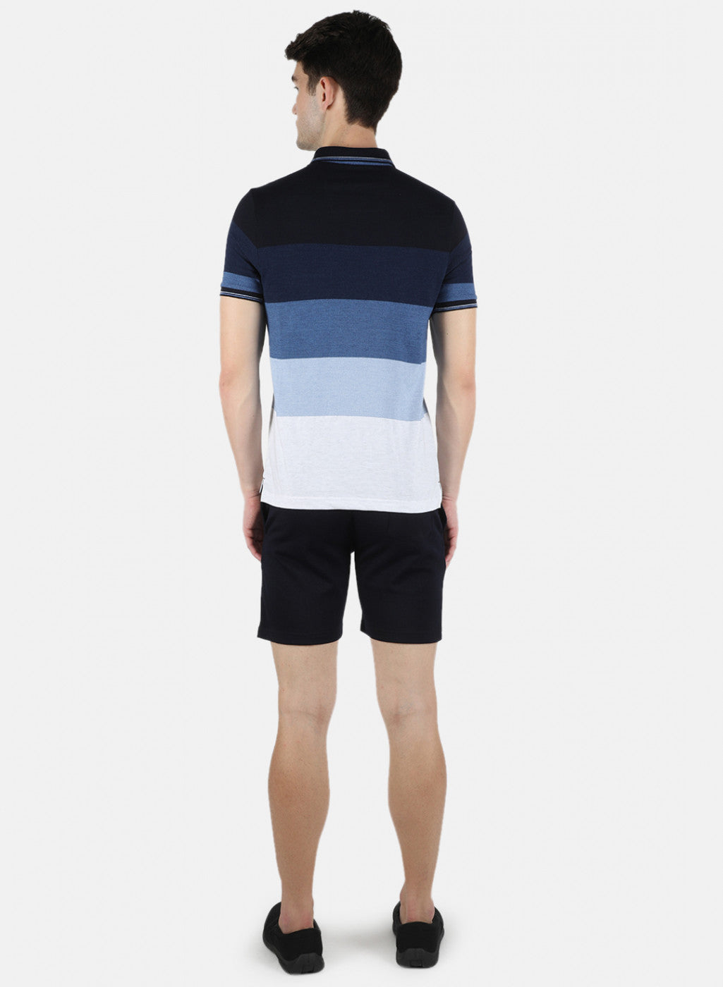 Men Blue Stripe Bermuda Set